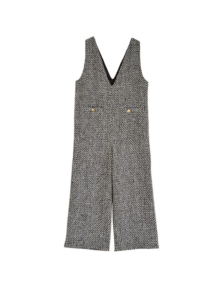 ツイード深Vネック金ボタンサロペット - オールインワン通販 | 人気