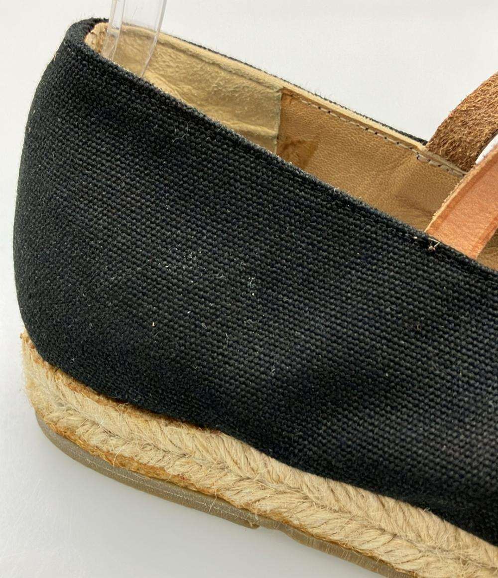 HERMES フラットシューズ アンクルストラップ エスパドリーユ