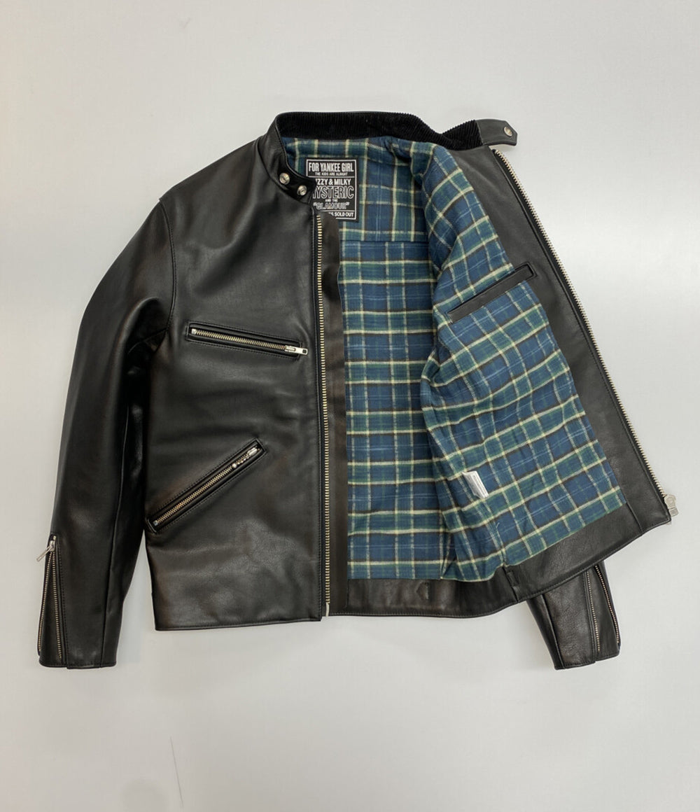 ヒステリックグラマー シングルライダースジャケット RAZOR BLADE LOGO