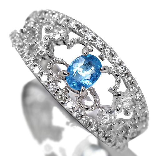 ブラジル産パライバトルマリン 0.30ct ダイヤモンド プラチナ リング