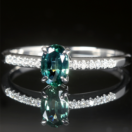 モンタナ産サファイア 0.5ct ダイヤモンド プラチナ リング(指輪