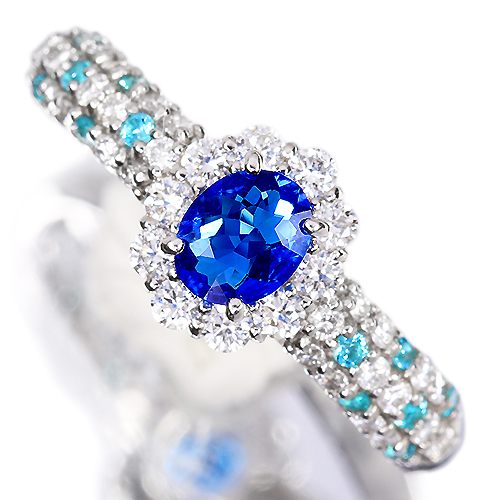 アウイナイト 0.18ct パライバトルマリン ダイヤモンド プラチナ