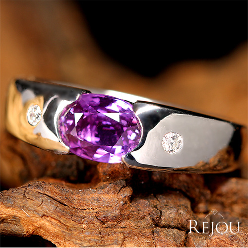非加熱パープルサファイア 1.5ct ダイヤモンド 0.8ct プラチナ リング