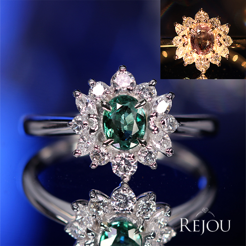 アレキサンドライト 0.4ct ダイヤモンド 0.3ct プラチナ リング(指輪