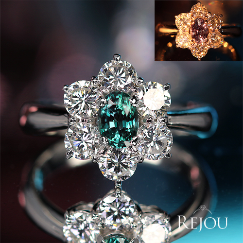 アレキサンドライト 0.63ct ダイヤモンド 約1.3ct プラチナ リング