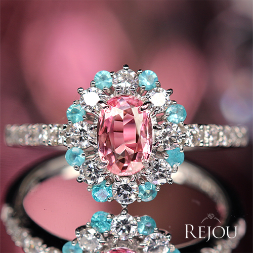 非加熱パパラチアサファイア 0.6ct パライバトルマリン 0.12ct