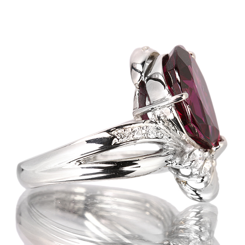 ガーネット 8ct ダイヤモンド プラチナ リング(指輪)【品質保証書/宝石