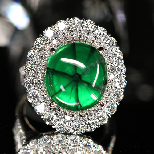 トラピッチェエメラルド 8.6ct ダイヤモンド 約2ct プラチナ リング