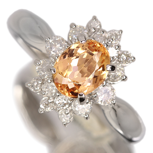 新着＞インペリアルトパーズ 1.0ct ダイヤモンド 0.4ct プラチナ