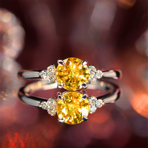 スフェーン 約1ct ダイヤモンド プラチナ リング(指輪)【品質保証書