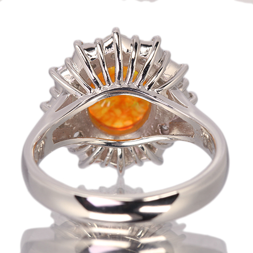 メキシコ産ファイアオパール 2.2ct ダイヤモンド 約1.1ct プラチナ
