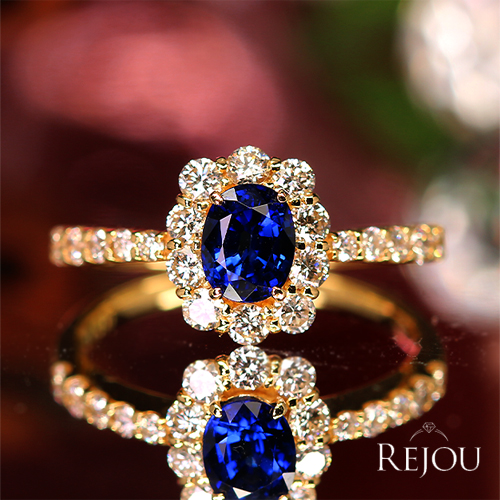 ロイヤルブルーサファイア 0.7ct ダイヤモンド 0.6ct イエローゴールド