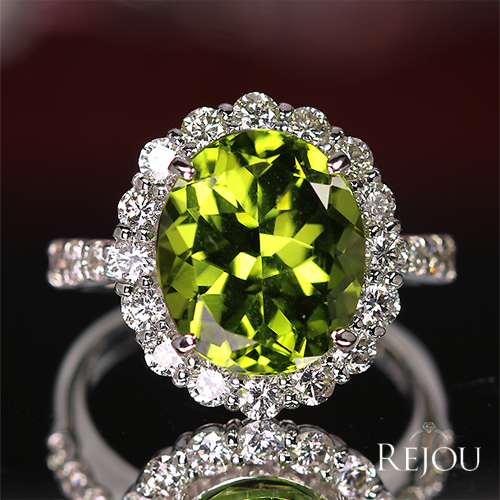 ペリドット 5.5ct ダイヤモンド 約1ct プラチナ リング(指輪)【品質
