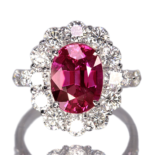 新作＞ルビー 4.02ct ダイヤモンド 1.85ct プラチナ ダイヤモンド