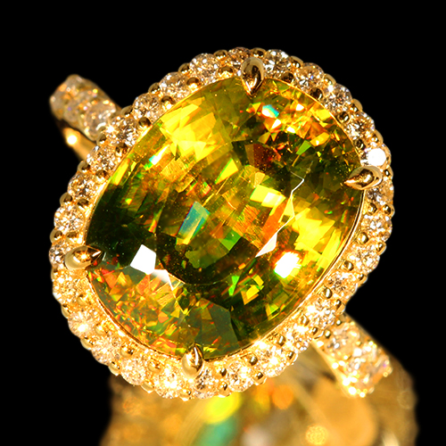 スフェーン 7.4ct ダイヤモンド 0.5ct イエローゴールド リング(指輪