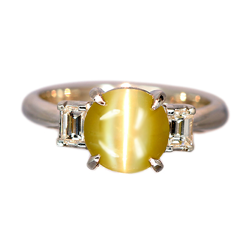 クリソベリルキャッツアイ 2.7ct ダイヤモンド プラチナ リング(指輪