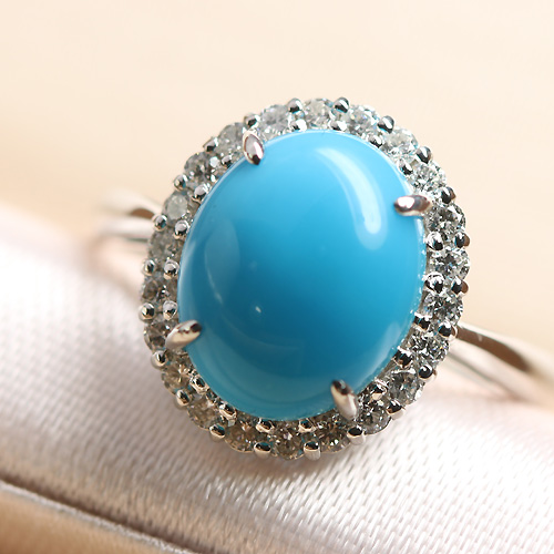 スリーピングビューティターコイズ 2.4ct ダイヤモンド プラチナ