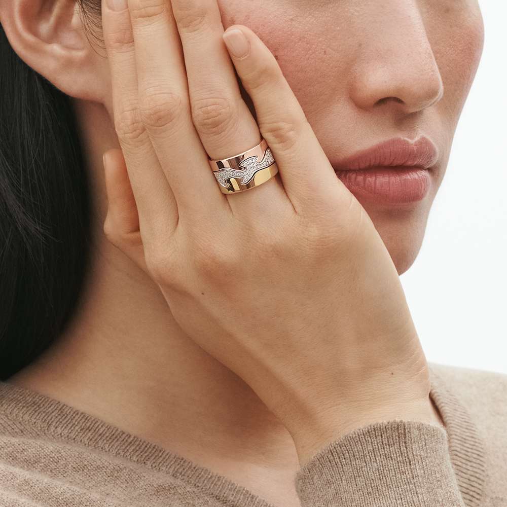 Fusion 3 piece 18kt. gold ring with diamonds | Georg Jensen