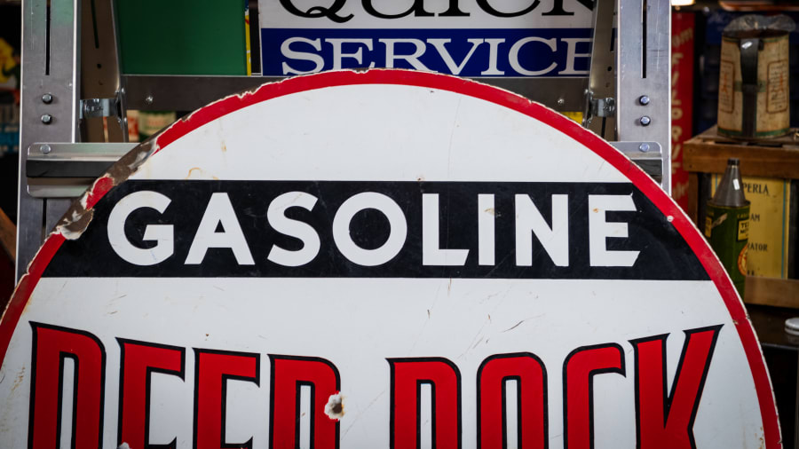 1930s Deep-Rock Gasoline Motor Oils Double-Sided Porcelain Sign