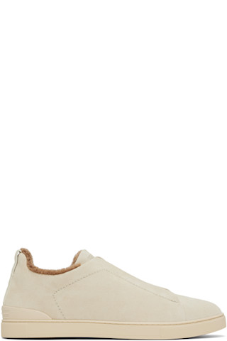 ZEGNA: グレー Triple Stitch スエード スニーカー | SSENSE 日本