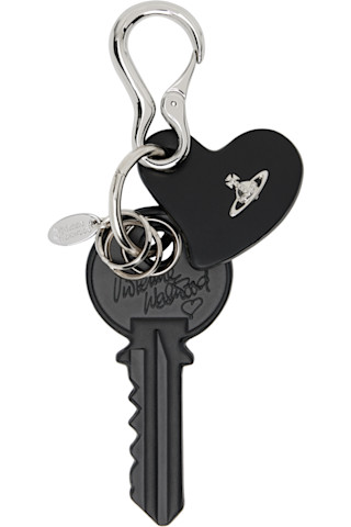Vivienne Westwoodのブラック Leather Key & Heart キーホルダーがセール中