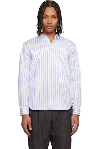 Navy & White Striped Shirt by Comme des Garçons Homme Deux on Sale