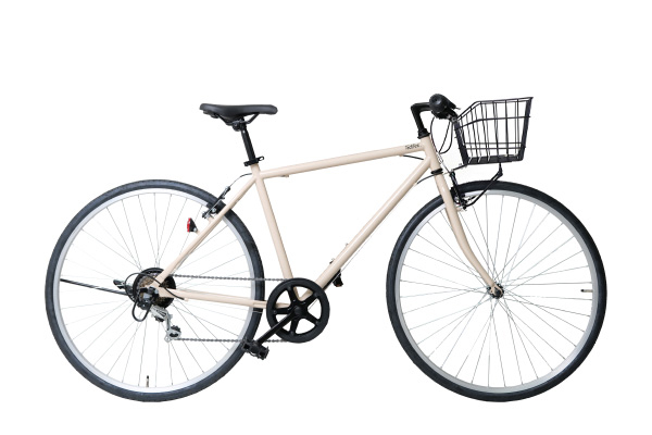 シティサイクル ホワイト 前カゴ・リアキャリア付きシティサイクル