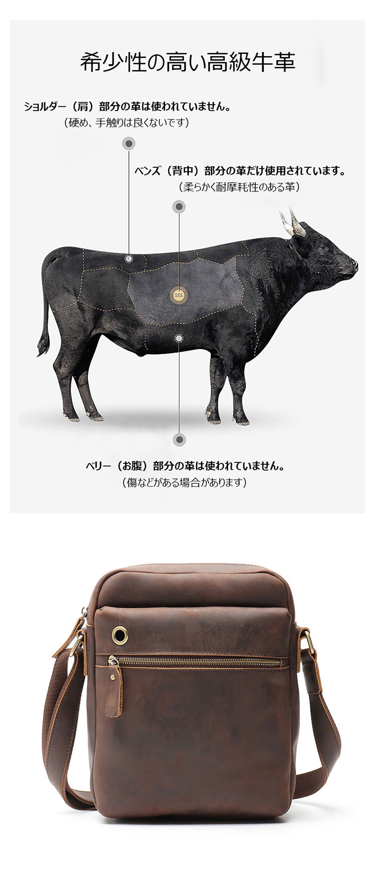 Whatna 天然牛革 ショルダーバッグ メンズ メッセンジャーバッグ小さめ