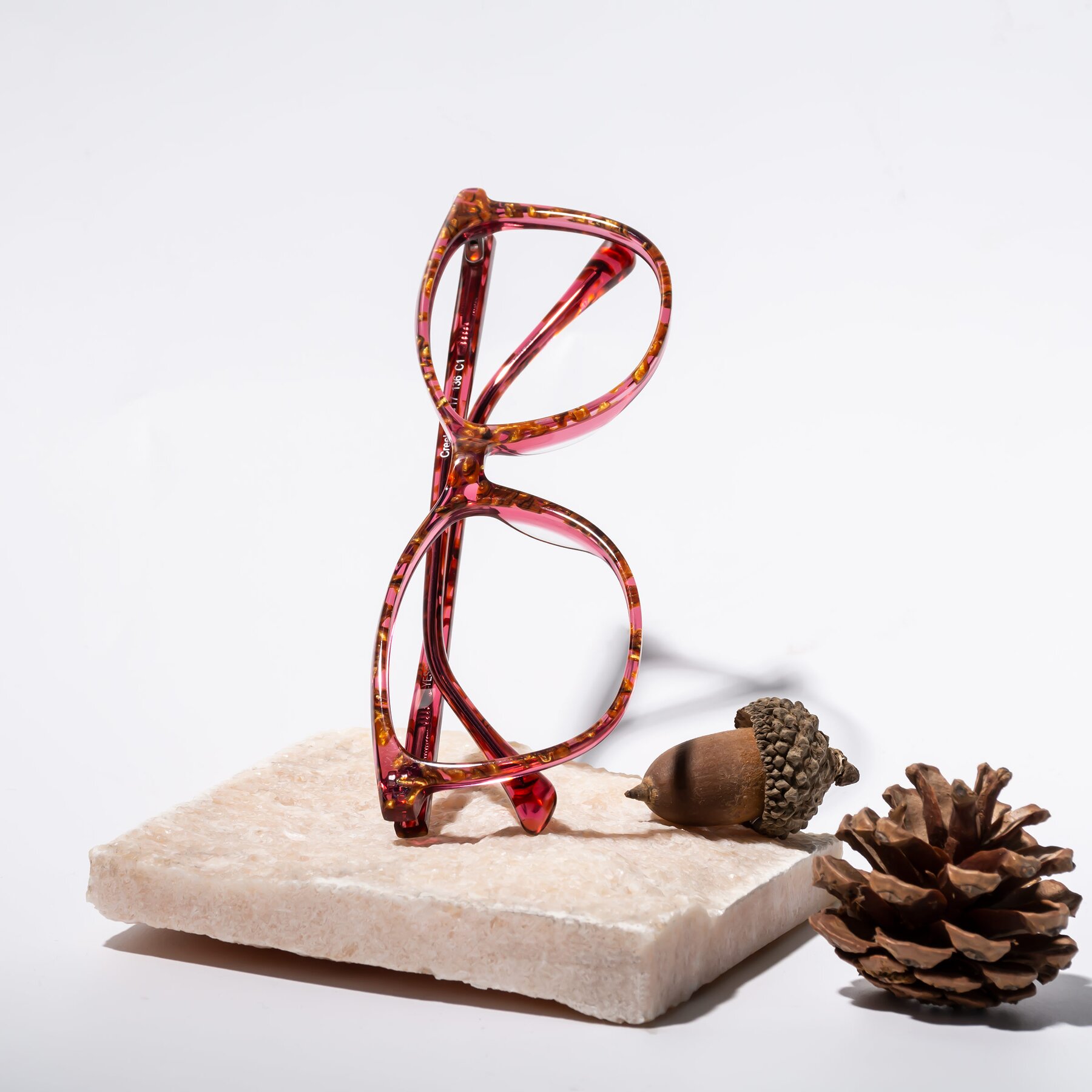 Red Floral Lightweight Acetate Cat-Eye Eyeglasses - Creek