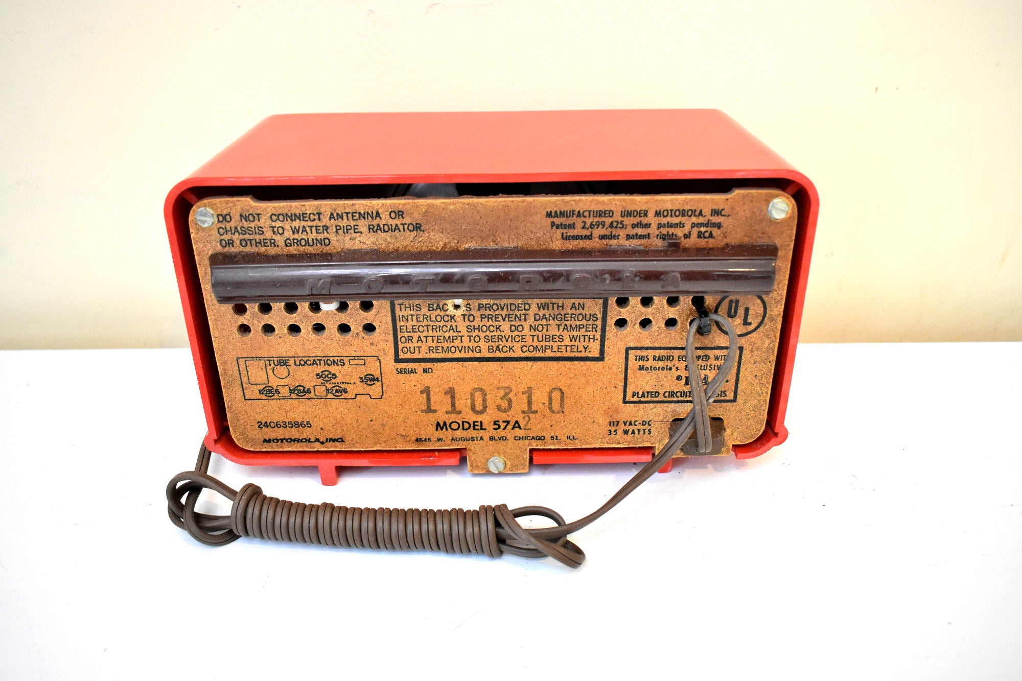 Matador Red 1957 Motorola Model 57A AM Vacuum Tube Radio Excellent