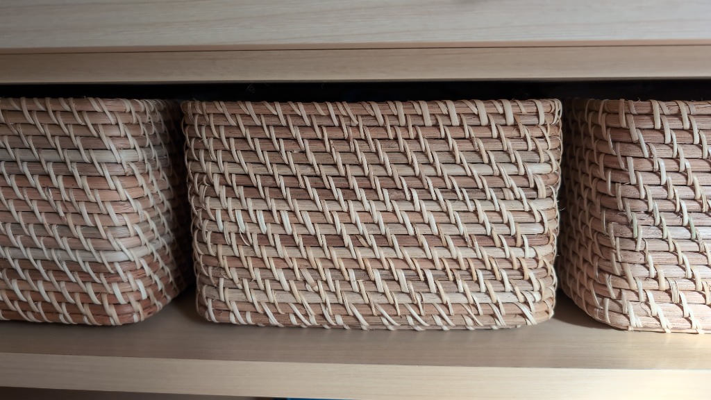 無印良品（MUJI） 収納 重なるラタン長方形バスケット・中 （V）約幅