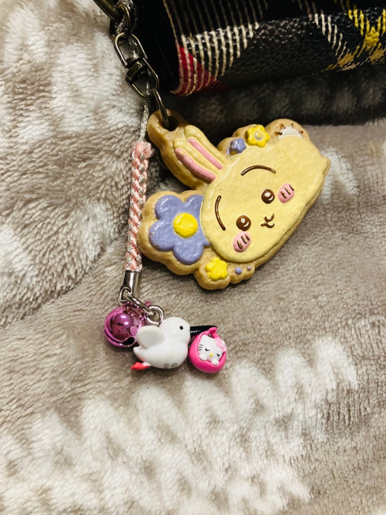 ハローキティ こうのとりキティ 根付けストラップ ピンク＆ブルー