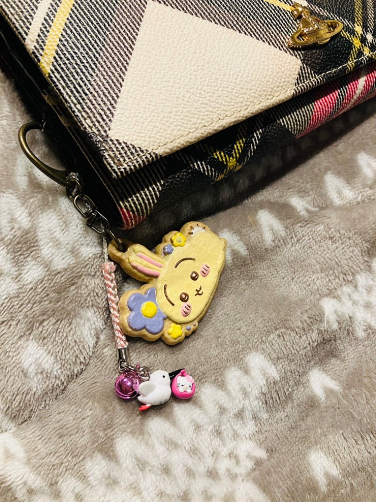 ハローキティ こうのとりキティ 根付けストラップ ピンク＆ブルー