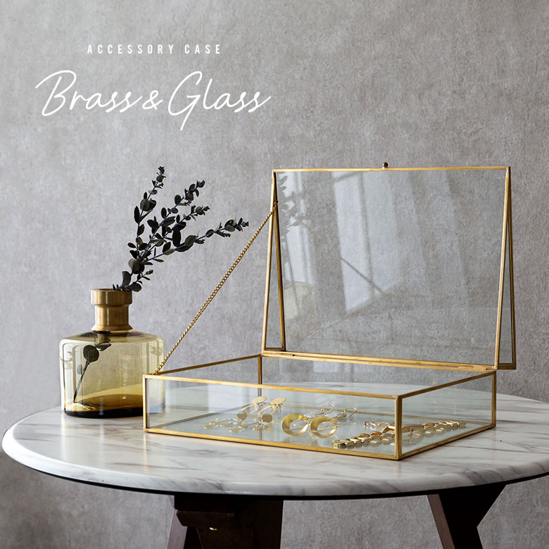 ガラスと真鍮でできたジュエリーボックス(63210) 【ガラス ジュエリー