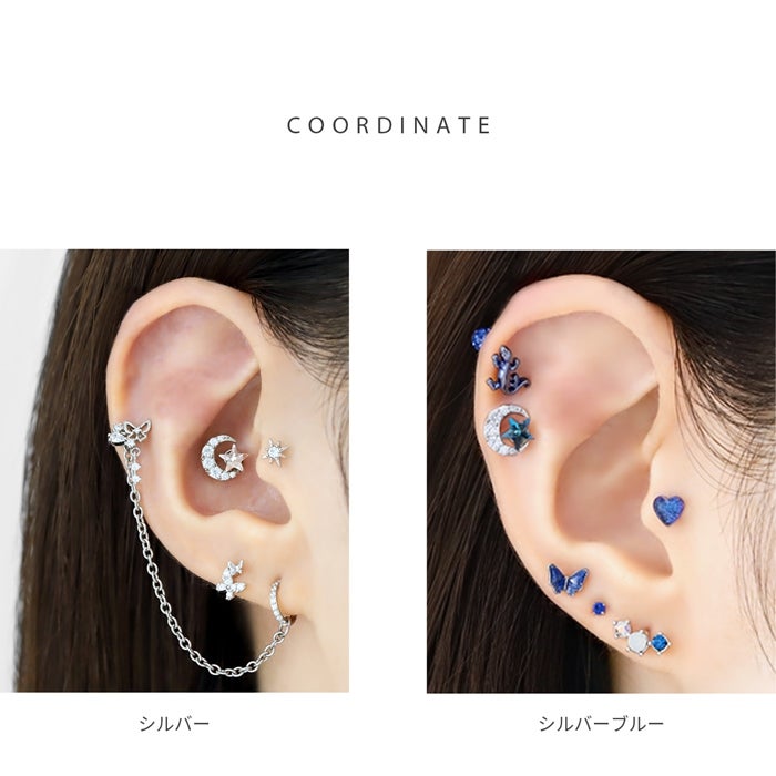 ムーンスターピアス ボディピアス 16G 軟骨ピアス 16G 軟骨0920 星 月