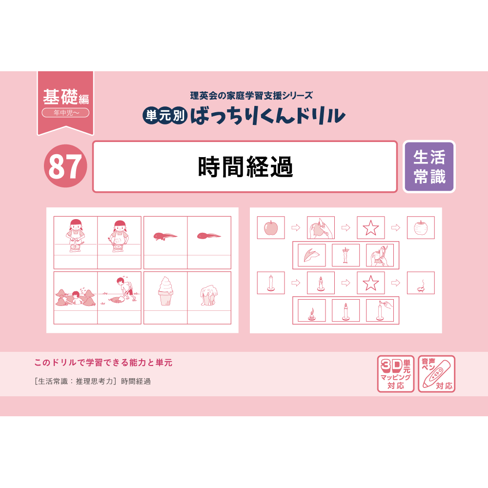 87 単元別ばっちりくんドリル 時間経過(基礎編)｜小学校受験 合格対策