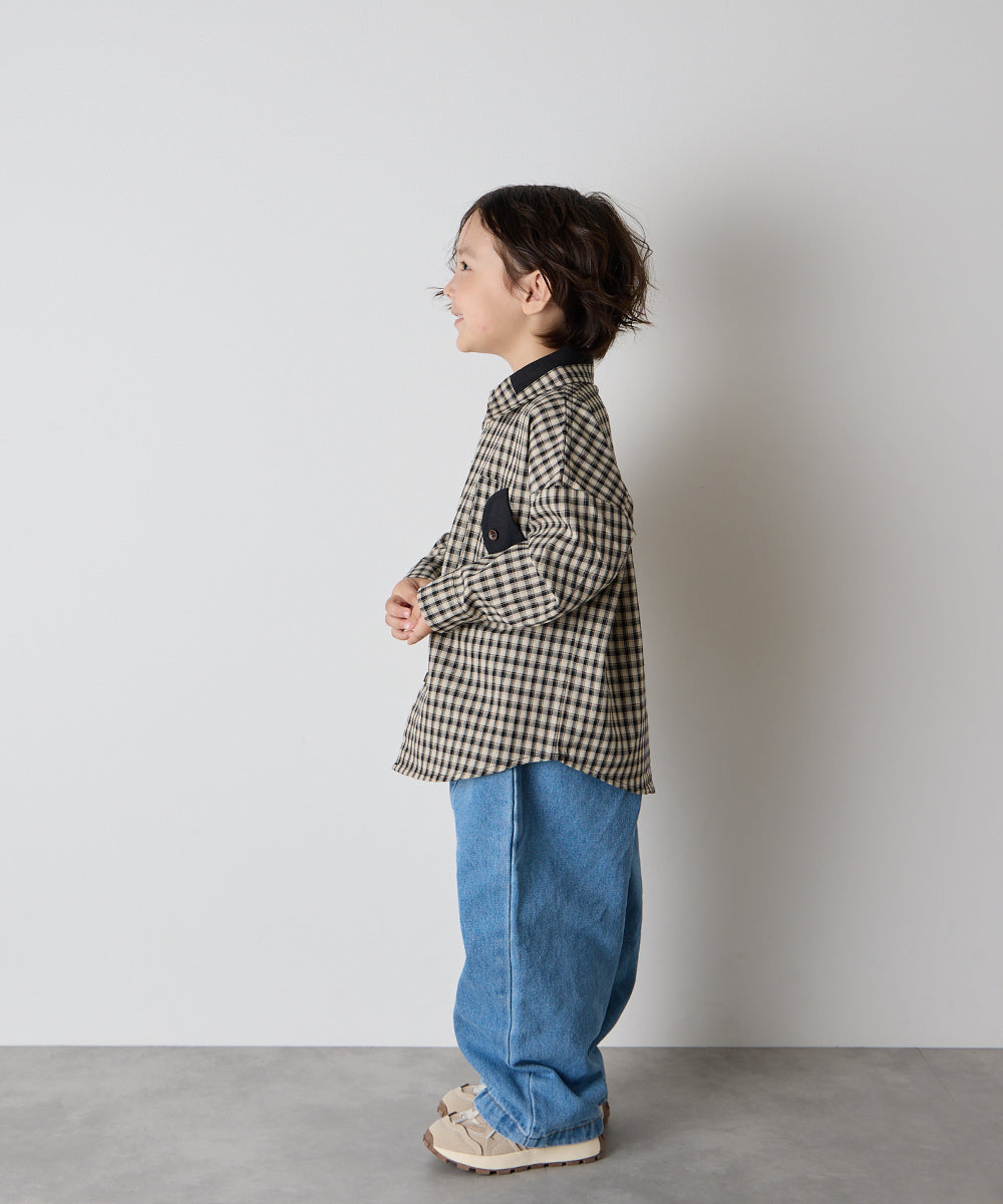 配色切り替えチェックシャツ