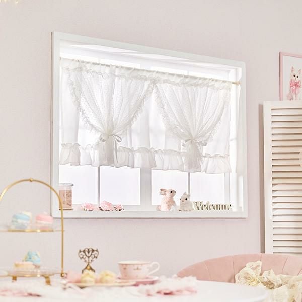 フリルリボンカフェカーテン(ピンク)【ラッピング対応可能】｜かわいい