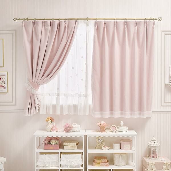 フェアリーリボン遮光カーテン(100×135)/ピンク｜かわいいお姫様