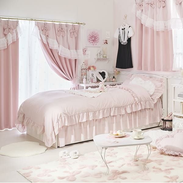 ティアラリボン2WAY遮光カーテン(100×200)/ピンク｜かわいいお姫様