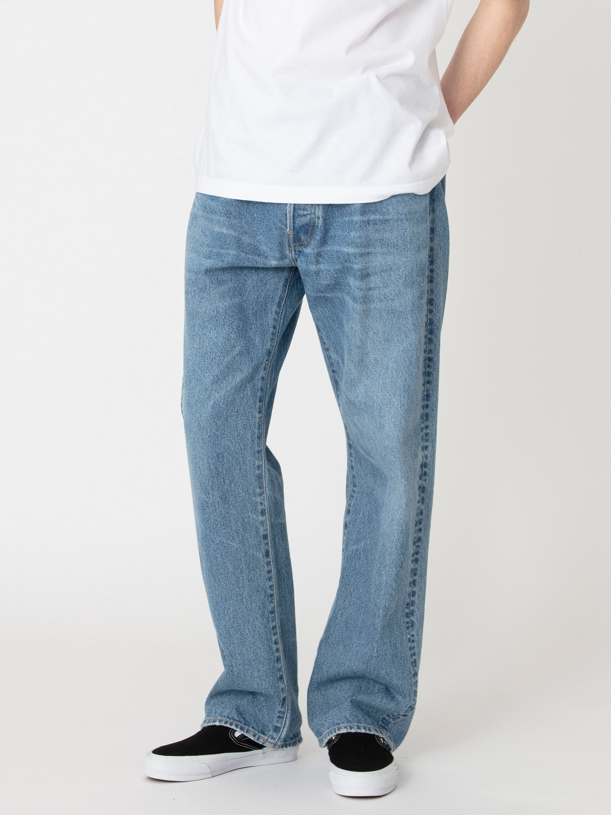 リサイクルコットン ユーズド ストレートフィット デニムパンツ｜Ron