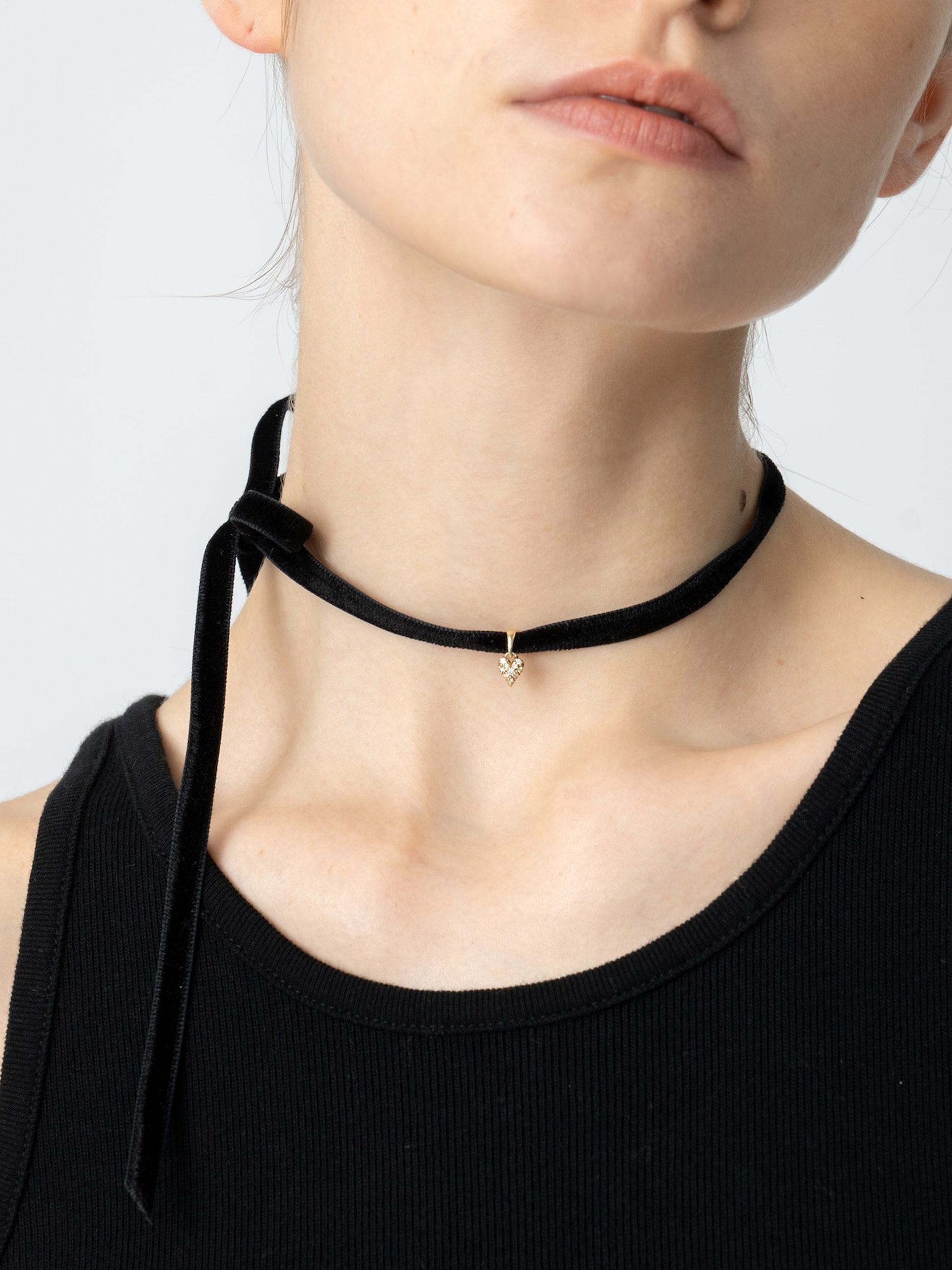 ハートダイヤモンドチャームベルベットネックレス｜MIZUKI(ミズキ