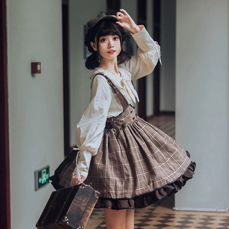 予約販売】トラッドチェックアリス風サスペンダースカート – ロリータ