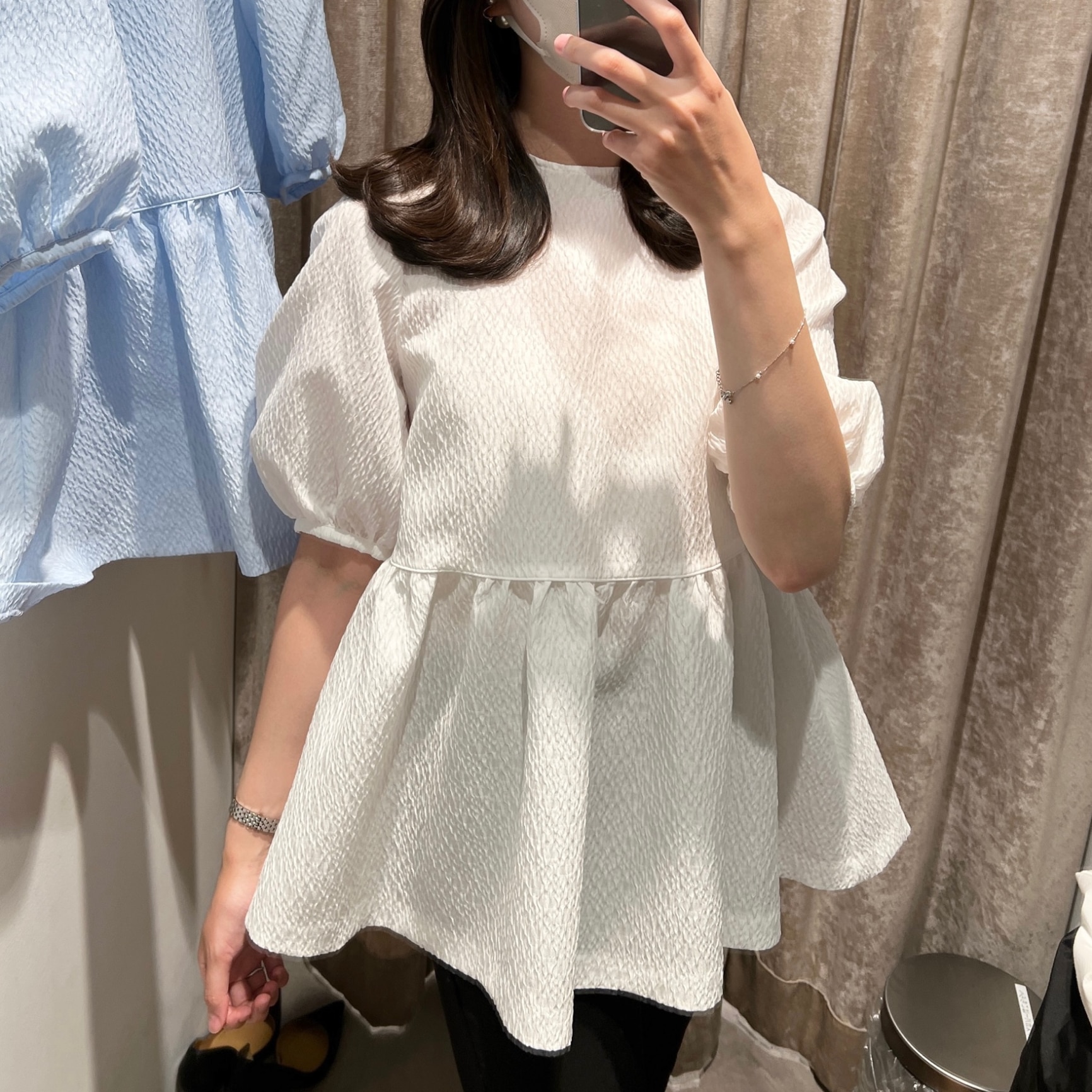 UNITED ARROWS AIRY ジャカード 5SL ペプラム ブラウス ユナイテッド