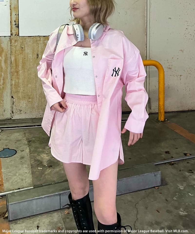 MLB】オーバーサイズシャツ×ショートパンツセットアップ｜BACK