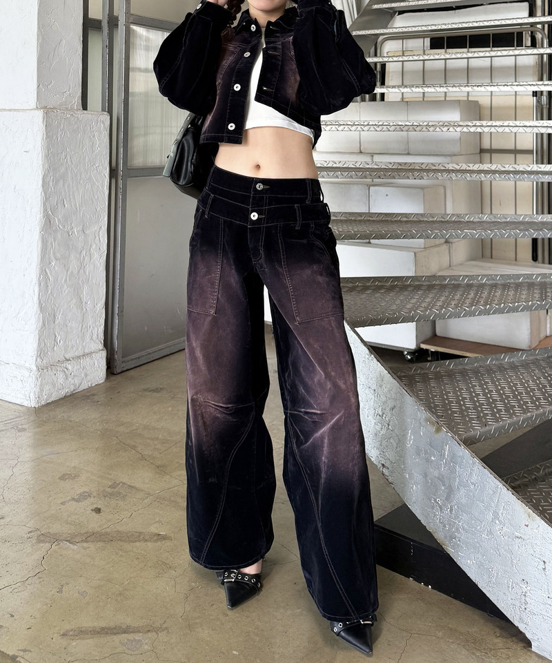 ベロアデニムルーズシルエットパンツ｜SPIRALGIRL スパイラルガール