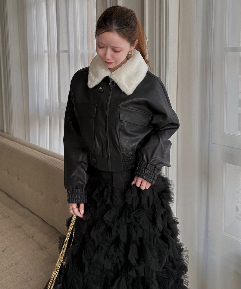 フェイクビンテージレザー2wayショートジャケット｜ROYAL PARTY