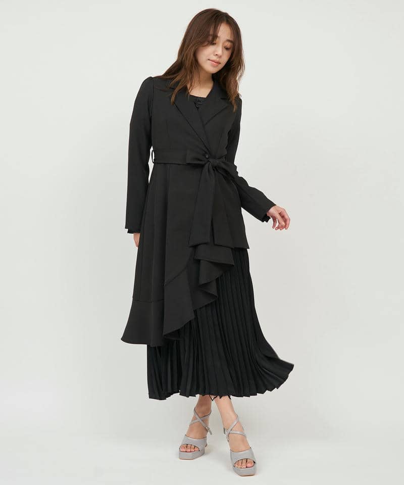 異素材プリーツラッフルロングコート｜ROYAL PARTY ロイヤルパーティー