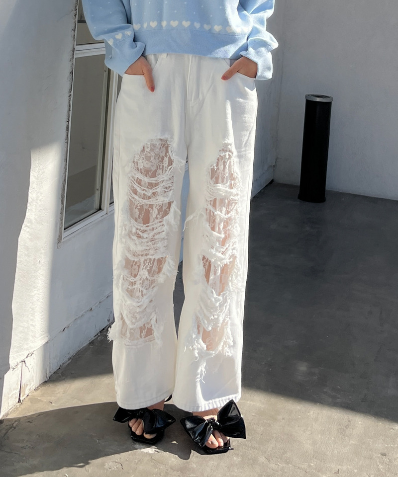 ダメージレースデニム｜MORE self LOVE モアセルフラブ 商品詳細