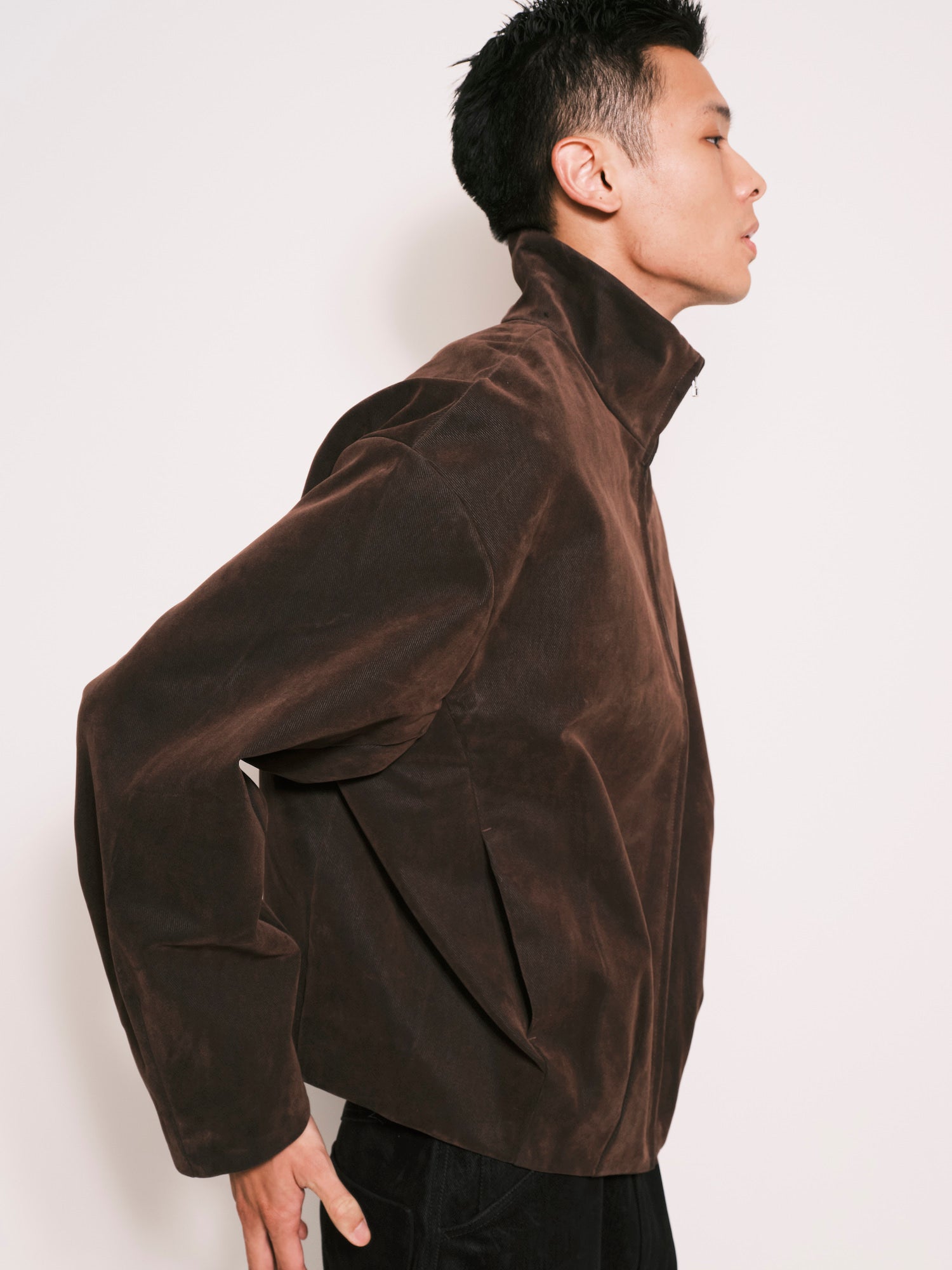 OMAR AFRIDI / Stand Collar Bud Blouson Brown - Road Sign
